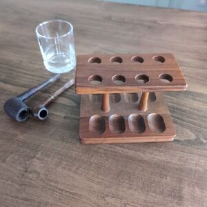 Vintage Decatur Industries Walnut Cigar Stand Mid Century 8 Slot Display Tobacco